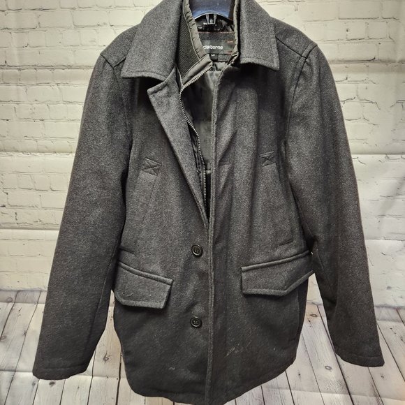 Caliborne Wool Blend Pea Men's Coat Black - Small - Picture 2 of 5